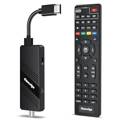 2024 Newest Digital Converter Box for TV, OWERSLYN [ATSC Tuner Hidden Behind The TV], TV Recording&Playback, USB Media Player, TV Tuner with 1080P HDMI/AV Output, Timer Setting, 2-in-1 Remote