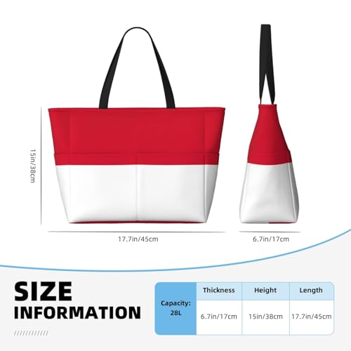 Flag Of Monaco Beach Tote Bags For Women Travel Totes Bag Handbag With Zipper And Pockets For Travel Vacation4