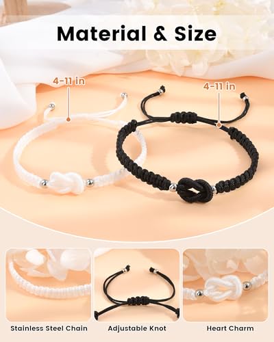 Image of YELUWA 2 Pcs Mother Daughter /Son Bracelets, Mothers Day Gifts, Back to School Gift, First Day of School Gifts, Lovely Charm Bracelets Set Mommy and Me Jewelry with Gift Box Wish Card