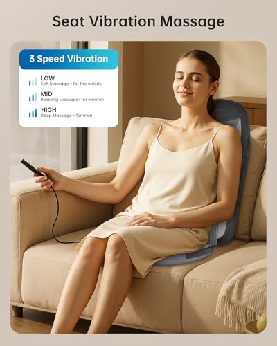 Image of COMFIER Shiatsu Back Massager with Heat,Massage Chair Pad for Back Relief deep,Heated seat Cushion,Chair Massager for Neck,Hip with Kneading & Vibration,Home Office, Father Day Gifts for Men