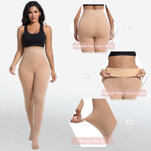 Image of Blostirno Women's Fleece Lined Tights Thermal Pantyhose Leggings Opaque Winter Warm Thick Stockings Tights