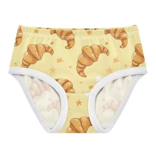 Wusikd Cute Croissant Girls' Underwear Cotton Yellow Girls Briefs Soft Toddler Underwear 2T