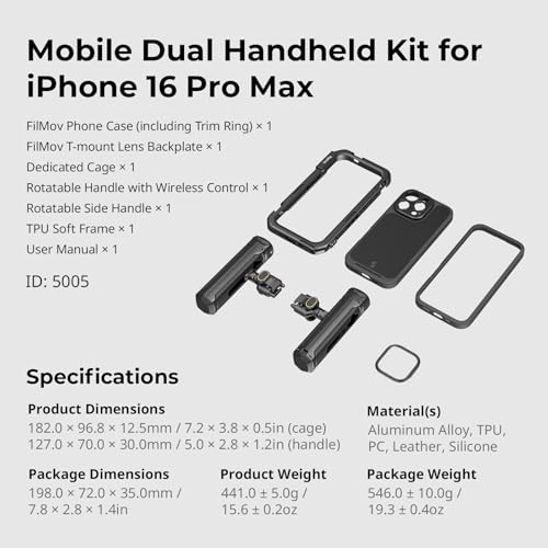 SMALLRIG Kit portátil duplo para celular para iPhone 16 Pro Max, equipamento de telefone com alça la