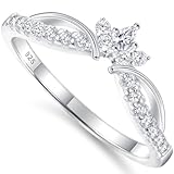 Newshe Jewellery D Color VVS1 Moissanite Curved Wedding Bands for Women Stacking Eternity Rings Crown Pear Round Anniversary Size 8