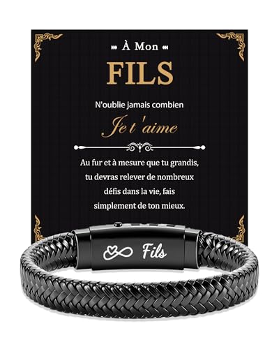 Kenqlot Bracelet Homme,Cadeau Fils,Bracelet Ado Garcon 18 Ans Anniversaire Garcon,Cadeau Homme Anniversaire Noël Fete Des Peres Diplômé