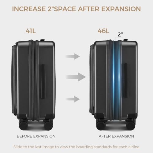 Image of Carry on Luggage Top opening Suitcases, Expandable with Cup Holder and USB Charging Port,Lightweight with Front Pocket Rolling Suitcases with Spinner Wheels(Gray)