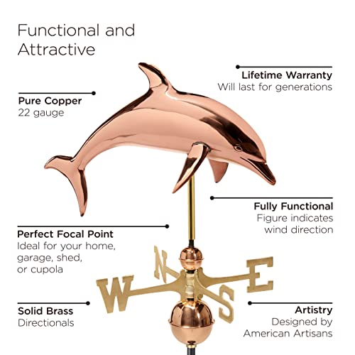 Good-Directions-9507P-Dolphin-Pure-Copper-Weathervane Good Directions 9507P Dolphin Pure Copper Weathervane