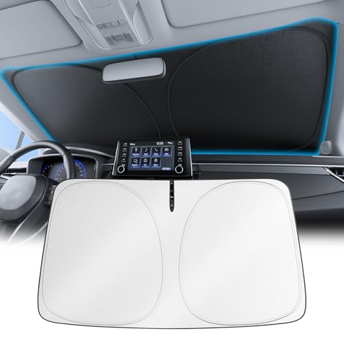 Image of Wigoo 2026 Upgrade Car Windshield Sun Shade [Keeps Cool, 100% Light Block] Durable 210D Oxford Fabric, Foldable Sun Visor Front Window Sunshade with Storage Bag, Size S2 (59 inch x 33 inch)