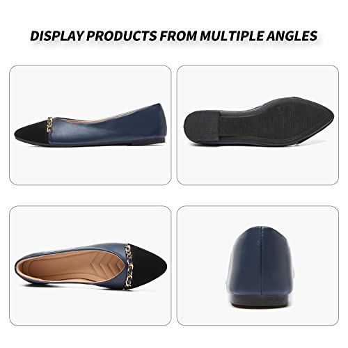 Image of BABUDOG Women's Black Flats Shoes,White Dress Shoes for Women,Crimping Faux Suede Ballet Flats Comfortable