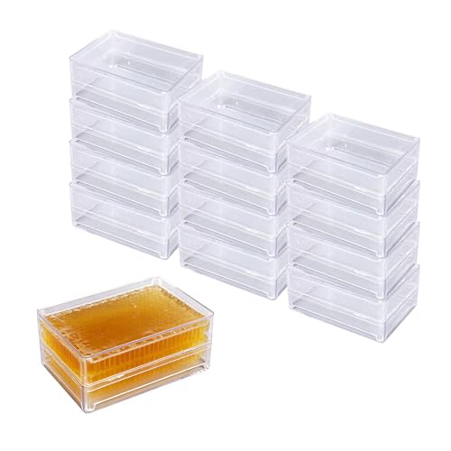 12PCS Honeycomb Container,Clear Plastic Honeycomb Storage Box Beekeeping Supplies(8.82OZ) (Tall Comb Honey Box)