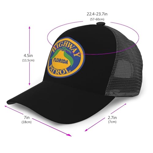Florida Highway Patrol Mesh Baseball Cap - Classic Adjustable Peak Cap, Trucker Hat for Men & Women3