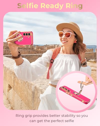 Image of XYZ for Galaxy S26 Plus Case with Stand, for Samsung Galaxy S26 Plus Case with Double Ring Kickstand, Women Girls Cute Love-Heart Bling Luxury Protective Phone Case for Samsung S26 Plus, Hot Pink