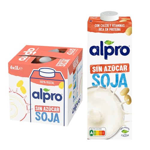 Alpro Bebida Vegetal de Soja sin Azúcar - Pack de 6 x 1L