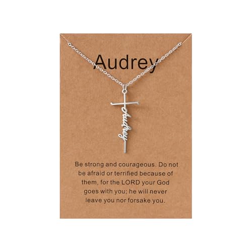 Lcherry Audrey Name Cross Necklace Personalized Custom Name Cross Necklace