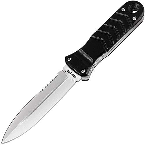 Tactical Knife - Survival Fixed Knofe - Best Outdoor Military Knives for Camping Bushcraft Fighting or Self Defense Stainless Steel Serrated Blade Full Tang Plastic Handle - Gifts for Men FBGX-2 AL
