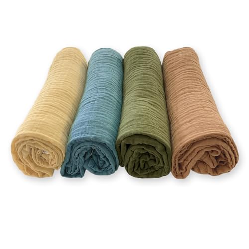 Image of SwaddleDesigns Cotton Muslin Swaddle Blankets for Babies, Set of 4, Neutral Receiving Blankets for Newborn, Baby Registry & Gift, 46x46 inches, Patagonia