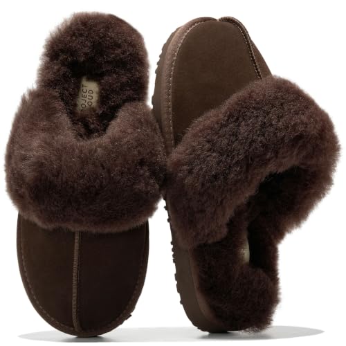 Image of Project Cloud Genuine Leather Fur-Lined Non-Slip Clog Slippers for Women | Memory Foam Insole Indoor Outdoor Mule Shoes - Comfortable House Footwear Womens Slippers - Fur-Lined Cold Weather Essentials