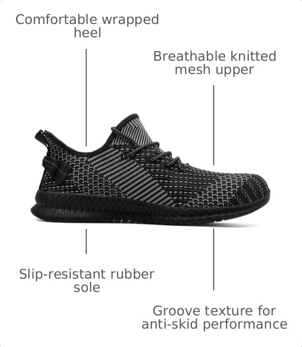 Image of Men's Walking Running Shoes Lightweight Breathable Sneakers | Easy slip-on design with knitted mesh upper. Lightweight non-slip tennis sneakers for gym, daily walking and work
