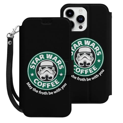 スターウォーズ コーヒー iPhone15ProMax用ケース 手帳型 スマホケース アイホン15ProMax用 財布型カバー カードポケット スタンド機能 誕生日ギフト 人気 男女兼用