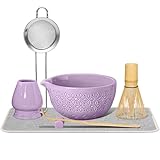 Bandiction Juego de Matcha, cuenco para matcha con boquilla, 7 accesorios para matcha, juego de té matcha para la preparación de café con leche, juego de escoba matcha y cuenco con cuchara y colador