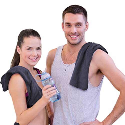 Image of Sassoon Unisex Microfiber Gym Towel in 450 GSM (Set of 2, Denim) 40cmX60cm- Fast Drying & Light Weight Ultra Absorbent Sports Towel