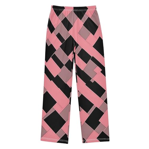 Boys' Pants Irregular Pink Black Checkerboard Long Bottoms Jogger Pants Elastic Waist Trousers with Pockets S-XL