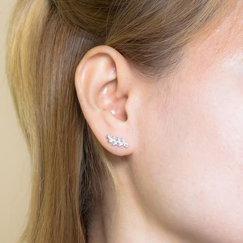 Boma Jewelry Sterling Silver Leaf Branch Vine Stud Earrings2