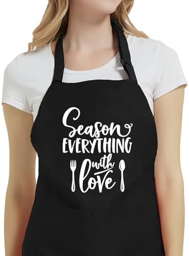 Jpayxese Cooking Aprons for Women with Pockets, Cute Kitchen Apron for Baking Grilling Thanksgiving Christmas, Birthday Gifts for Mom Wife Grandma