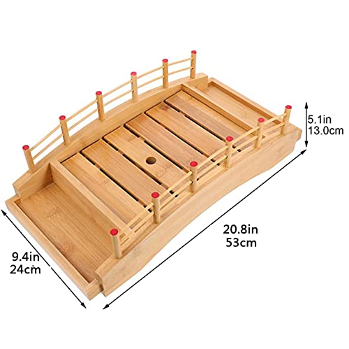 Assiette à sushis Arch Bridge, Plateau de Service pour Sashimi, pour Restaurant ou Maison, en Bambou, 53 x 24 x 13 cm