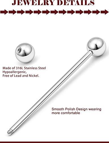 Prjndjw PRT-0108 14G Stainless Steel Opal & Cz & Turquoise Industrial Barbell Cartilage Earring Body Piercing Jewelry 38Mm 1 1/2 Inch Bar Piercing For Women Men Silver-Tone thumb #1