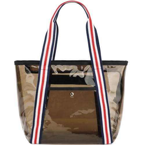 Image of Fammart Clear Bags 12x6x12 Stadium Approved, Jelly Tote Bag for Women with Zipper for Beach Sports Concerts Work