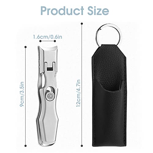 Image of MAYCREATE Nail Clippers For Men Stainless Steel Nail Cutter with Leather Cover Toenail Clippers for Thick Nails, Professional Nail Cutter