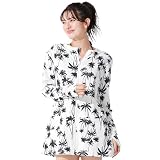 FELLOW ラッシュガード UVカット 接触冷感 ロングパーカー レディース フリル 長袖 ロング丈 フード付き UPF50+ 紫外線対策 アイランド LLサイズ