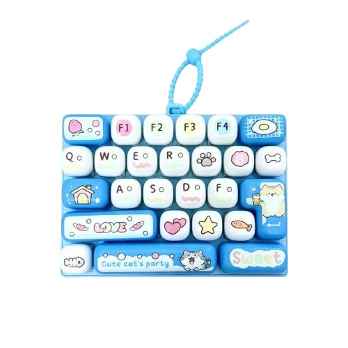 Keyboard Fidget Toys, Cute Anti-Anxiety Decompression Toy 26 Key Click Button Toy Lightweight Bag Pendant Decompression Button Finger Clicker Toys Button Stress Relief Gifts for Relieving Stress