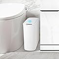 TIPGO Automatic Motion Sensor Bathroom Trash Can with Lid, 2.6 Gallon Touchless Trash Bin, Smart Garbage Can Plastic Slim Wastebasket for Bedroom, Office, Dorm (White)