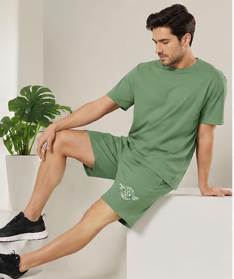 Image of London Hills Shorts Pant for Men Cotton Blend with Side Pockets | Shorts for Men | Half Pant for Man | Shorts' for Mens Stylish | Gym Short's for Man Workout | Boxer Shor'ts for Man's | Green, Navy