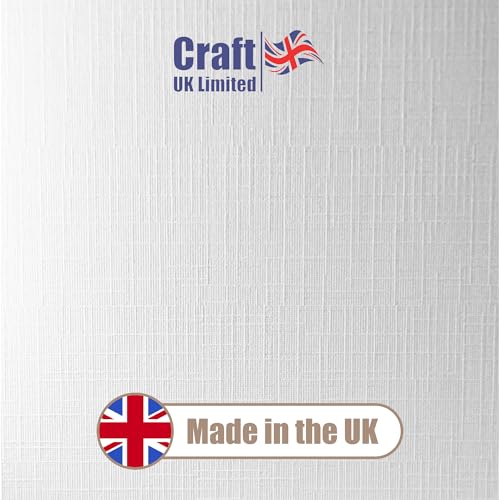 Image of Craft UK W103 6 x 6 Inch Linen Card and Envelope Pack of 50 - White