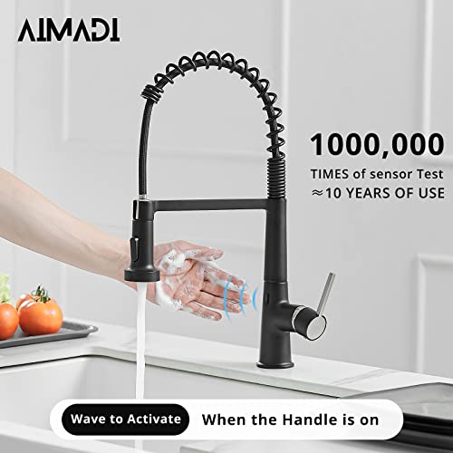 Aimadi AM-3035B Touchless Kitchen Faucet With Pull Down Sprayer, Sensor Smart Hands-Free Single Handle Spring Matte Black Kitchen Faucets, Motion Sensor Kitchen Sink Faucet With Pull Out Sprayer thumb #5