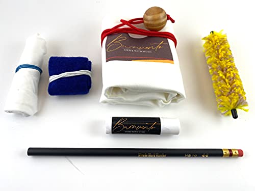 Buonvento Daily Care Kit for Bb Tenor Saxophone, Microfibre Swab, Mouthpiece Saver Brush, Saxophone Neck Swab, Cork Grease, Polishing Cloth, Black Warrior Pencil