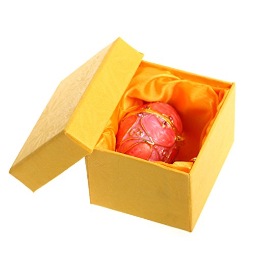 Faberge Egg Jewelry Box Hinged Collectible Rhinestones Jeweled Painted Enameled Decorative Trinket Holder Box(Pink) #TOP5