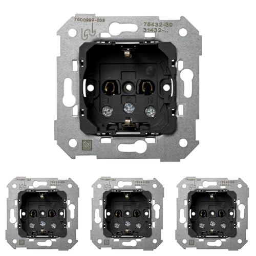 SIMON - Enchufe Schuko de Empotrar con Toma Tierra, Serie Simon 75, Compatible con Tapas de las Series 75, 31, 82 y 88, Fácil de Instalar, Apto para Interiores (IP20), 150V, 16A (Paquete de 4)