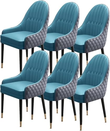 BAKULI Juego De 6 Sillas Comedor Silla Cocina con Patas Madera Sillones Decorativos Modernos Asiento Acolchado Suave Cuero Microfibra(B)