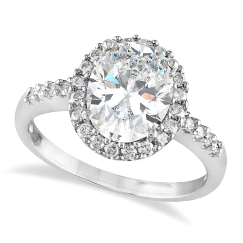 Siyaempirefz moissanite Engagement Ring oval shape 8.25 carat gemstone weight moissanite gift solid white gold designing band womens ring (9K WHITE GOLD, 8.5)