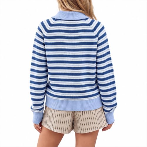 Gumipy Quarter Zip Pullover Women Knit Stripe Sweater Color Block Sweaters - image 5