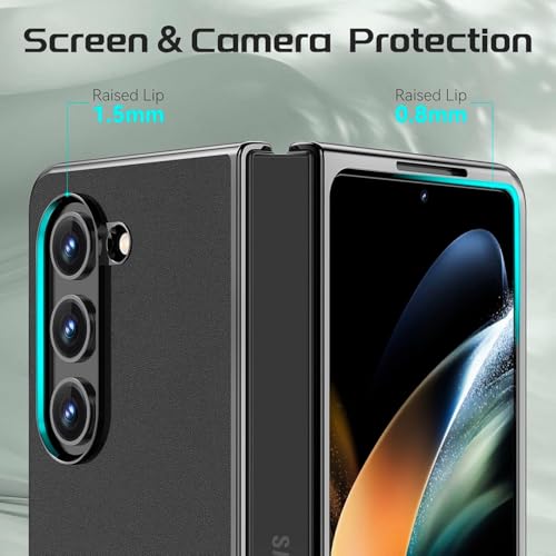 Image of TechTrendz Anti Slip Protective Leather Back Cover with Electroplated Frame Compatible for Samsung Galaxy Z Fold 6 5G - (Black)