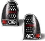 AUTOWIKI LED Tail Lights Fit for 1998-2003 Dodge Durango, 1996-2000 Caravan/ Chrysler Town & Country/ Plymouth Voyager Tail Lamp Assembly (Glossy Black/Clear) 2PCS