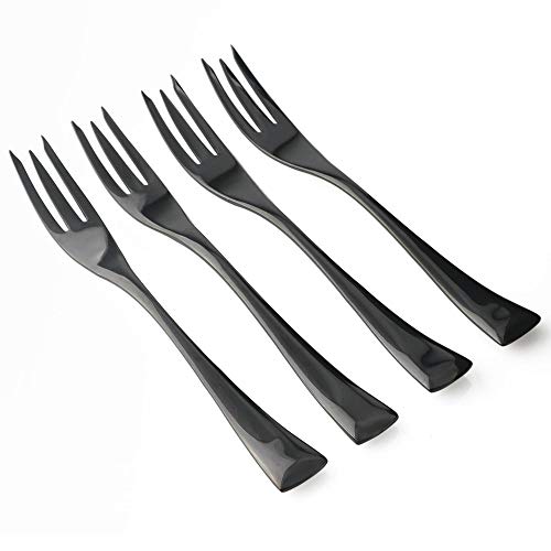 Consejos para Comprar Tenedores de pescado que puedes comprar esta semana. 47 JANKNG Juego de 4 piezas de acero inoxidable 18/10 para mariscos, tenedor de aperitivos para pescado, acabado negro pulido al espejo