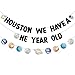 Bessmoso Outer Space First Birthday Banner Houston We Have a One Year Old Party Decorations Rocket Astronaut Solar System Planet 1st Celebration Party Hanging First Trip Around The Sun Supplies