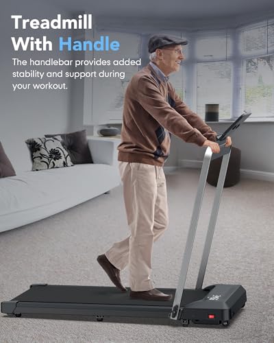 Image of WELLFIT Foldable Treadmills 10% Incline, Under Desk Walking Pad Treadmill with 350LBS Weight Capacity, Portable Treadmill for Home Office with Handle, 3 in 1 Small Treadmill, No Assembly, Easy Storage