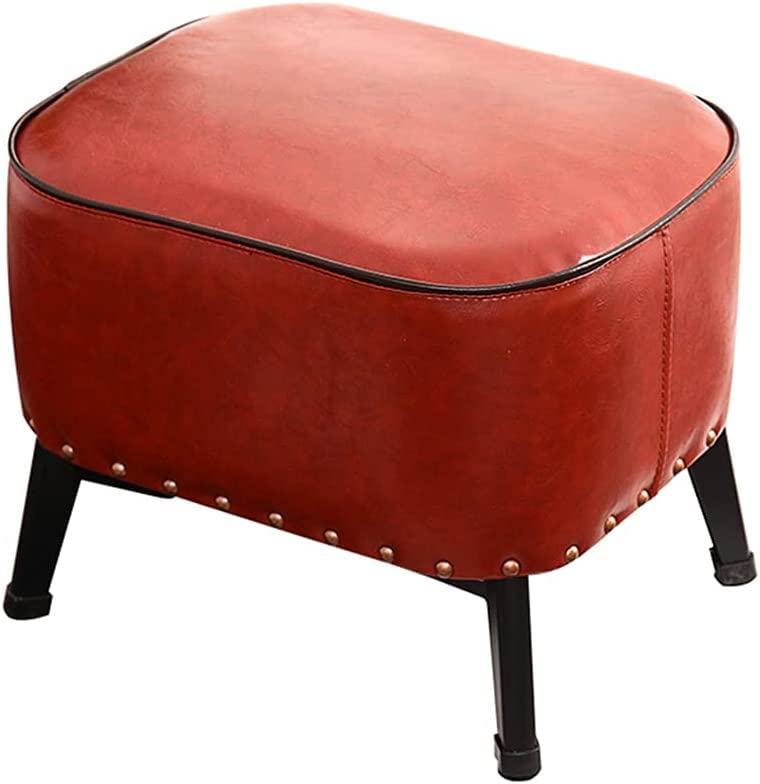 Petit tabouret ottoman rectangle en cuir PU chic 40x30x30cm